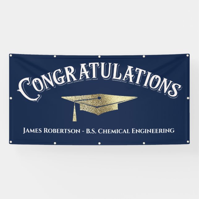 Congratulations Blue Gold Graduation  Banner (Horizontal)