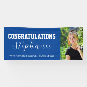 Congratulations Blue Graduate Party Photo Banner