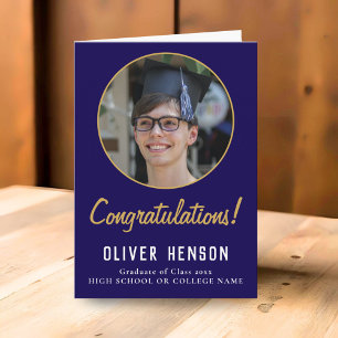 Congratulations Blue Graduate Photo Graduation Card