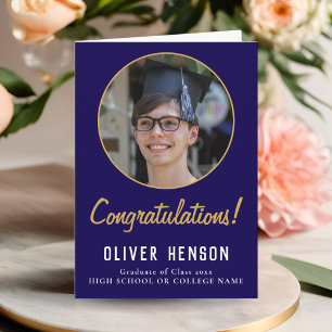 Congratulations Blue Graduate Photo Graduation Card