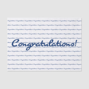 Congratulations! Blue Repeating Pattern Tissue Paper