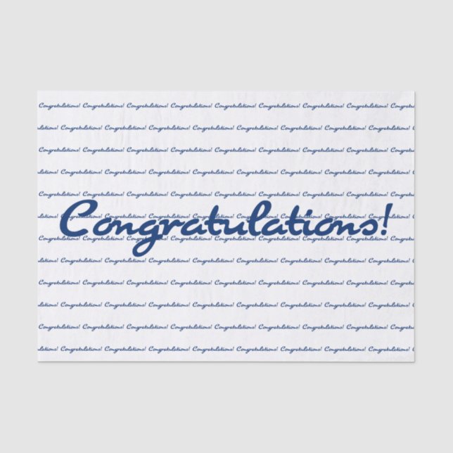 Congratulations! Blue Repeating Pattern Tissue Paper (Front)
