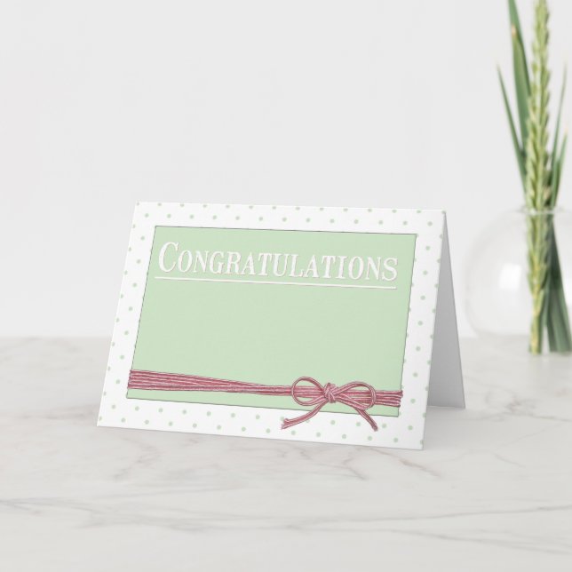 Congratulations Bow Tie Polka Dots Card (Front)