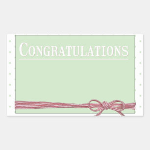 Congratulations Bow Tie Polka Dots Rectangular Sticker