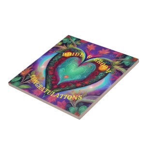 CONGRATULATIONS BRIDE AND GROOM   CERAMIC TILE