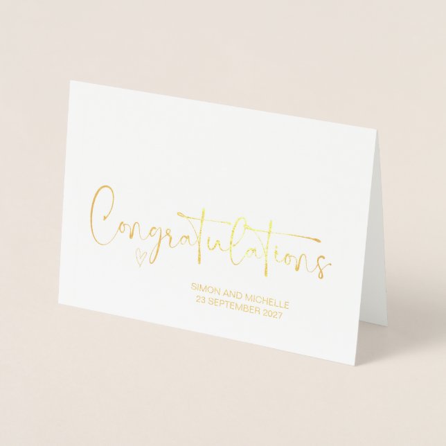 Congratulations Bride and Groom Wedding Engagement Foil Card (Front)