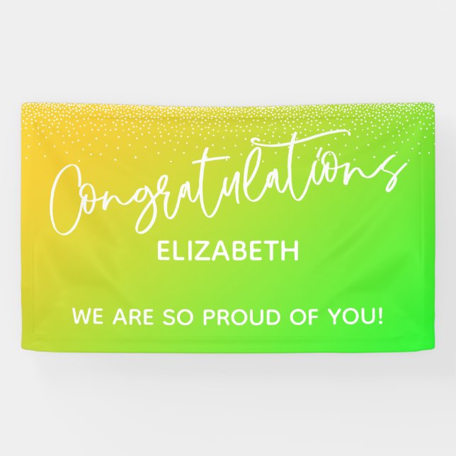 Congratulations Bright Yellow & Green Ombre Banner (Horizontal)