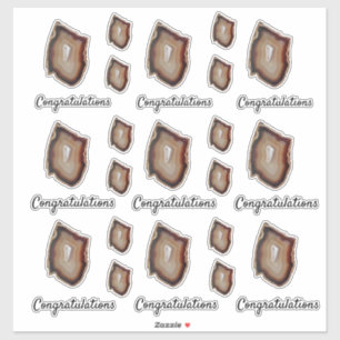 Congratulations Brown Agate Geode Slice Sticker