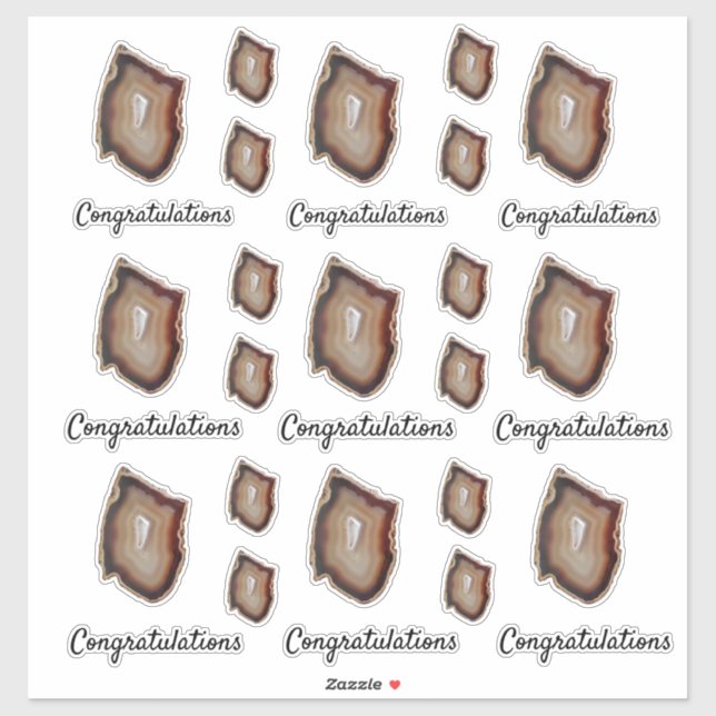 Congratulations Brown Agate Geode Slice Sticker (Sheet)