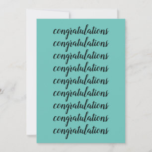 Congratulations Brush Script Light Teal Blank Card