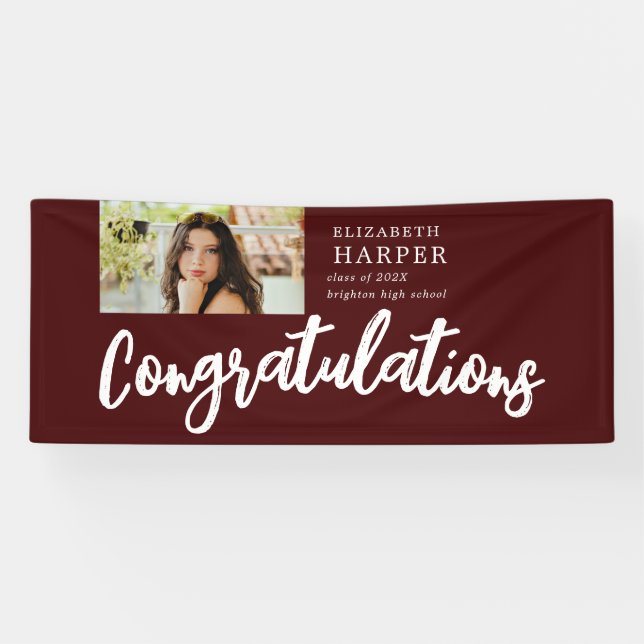 Congratulations Brush Script  Photo Graduation  Banner (Horizontal)