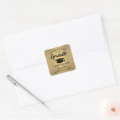 Congratulations Brushed Gold Faux Foil Graduation Square Sticker (Envelope)