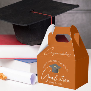 Congratulations Burnt Orange Graduation Party Favour Box