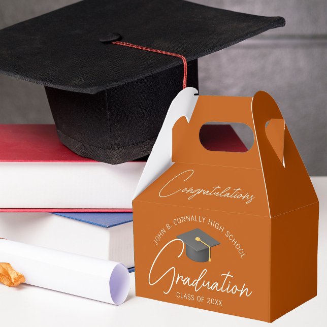 Congratulations Burnt Orange Graduation Party Favour Box (Creator Uploaded)