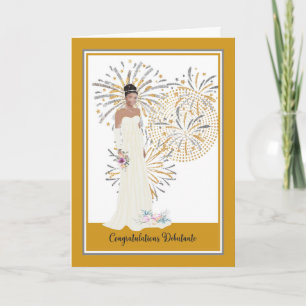 Congratulations Card Black Debutante w/Fireworks