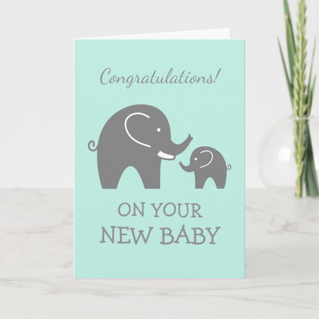 Congratulations card for new baby boy or girl (Front)