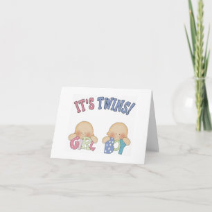 Congratulations Card - Its Twins Girl and Boy