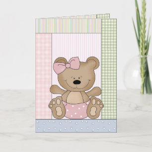 Congratulations Card: Teddy Bear With Pink Bow Card
