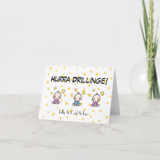Congratulations card triplets, 2 girls 1 boy,