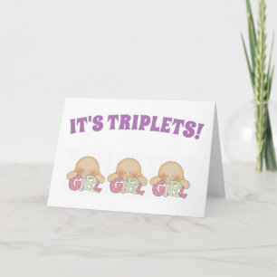Congratulations Card - Triplets Three Girls