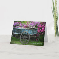 Congratulations card - wagon with lilacs
