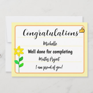 Congratulations Card with Yellow Flower