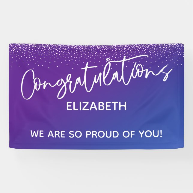 Congratulations Casual Blue & Purple Ombre Banner (Horizontal)