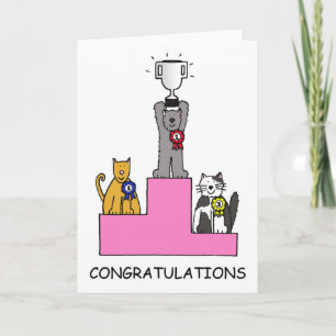 Congratulations Cat Show Success Cartoon Card