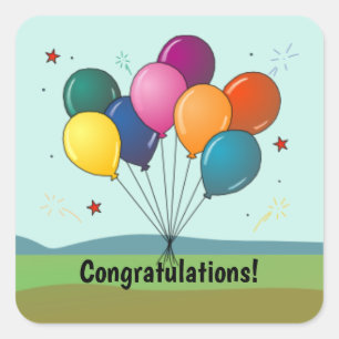 Congratulations! Celebration Balloons Square Sticker