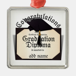 Congratulations! Certificate of Completion Diploma Metal Tree Decoration