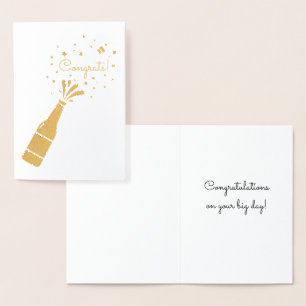 Congratulations Champagne Bottle Pop Gold Foil Foil Card