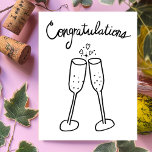 Congratulations Champagne Cheers Sketch Doodle  Postcard<br><div class="desc">Sweet drawing of two bubbly glasses to congratulate someone on their wedding or engagement! Click on “Personalise” above to edit the inside text to suit your needs. Then click "edit using design tool" to adjust the fonts, colours and placements. You can change the background colour too or check my shop...</div>