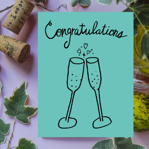 Congratulations Champagne Cheers Sketch Doodle  Postcard