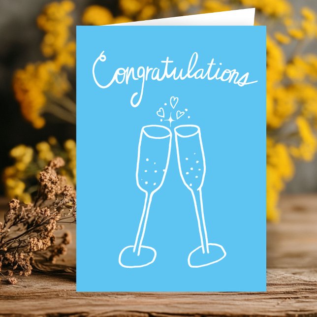Congratulations Champagne Engagement Sketch Doodle Card (Congratulations Champagne Engagement Wedding marriage Sketch Doodle Card
)