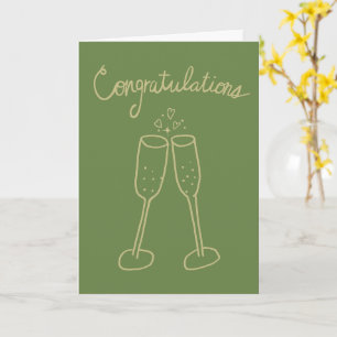 Congratulations Champagne Engagement Sketch Doodle Card