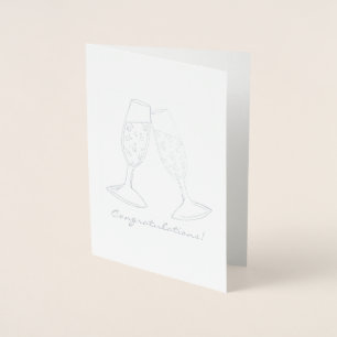 Congratulations Champagne Glass Wedding Bridal Foil Card
