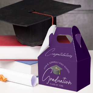 Congratulations Chic Dark Purple Graduation Party Favour Box