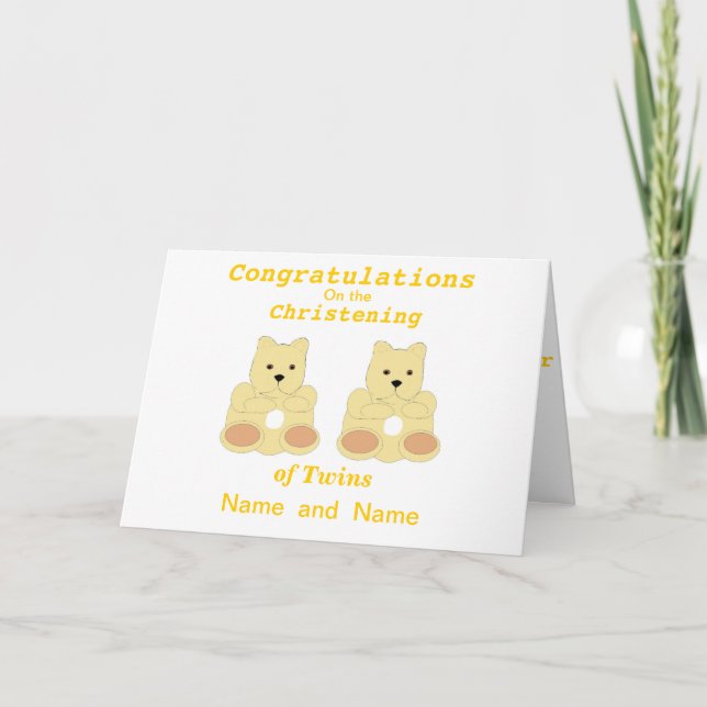 Congratulations Christening Twins add names Card (Front)