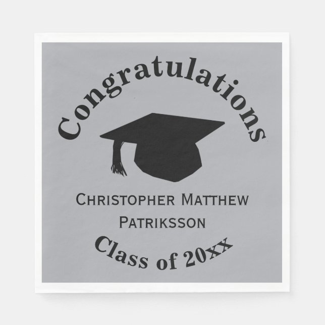 Congratulations, Class 20xx Graduation, Silver Napkin (Front)