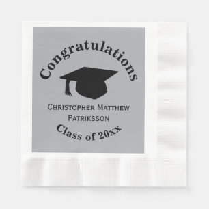 Congratulations, Class 20xx Graduation, Silver Napkin