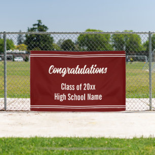 Congratulations Class Dark Red White High School  Banner