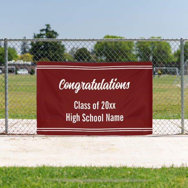Congratulations Class Dark Red White High School  Banner (Insitu)