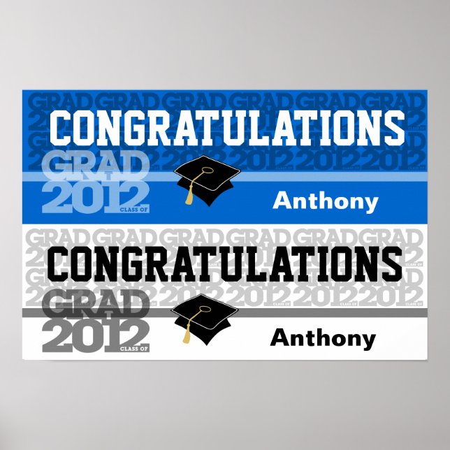 Congratulations Class of 2012 Banner Poster Blue (Front)