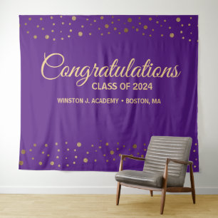 Congratulations Class of 2021 Purple Gold Grad Tapestry
