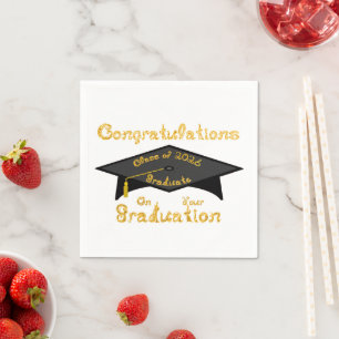 Congratulations Class of 2026 Graduate Black Cap Napkin