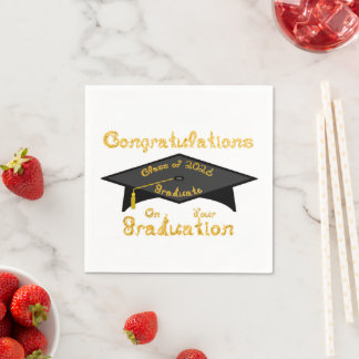 Congratulations Class of 2026 Graduate Black Cap Napkin