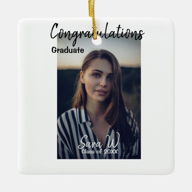 Congratulations class of add year name school col ceramic ornament (Front)