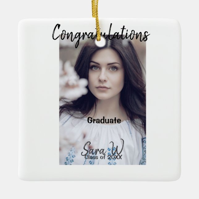 Congratulations class of add year name school col ceramic ornament (Front)