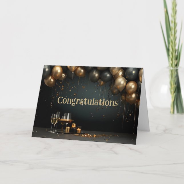 Congratulations Classic Elegant Balloon Celebrate Card (Front)