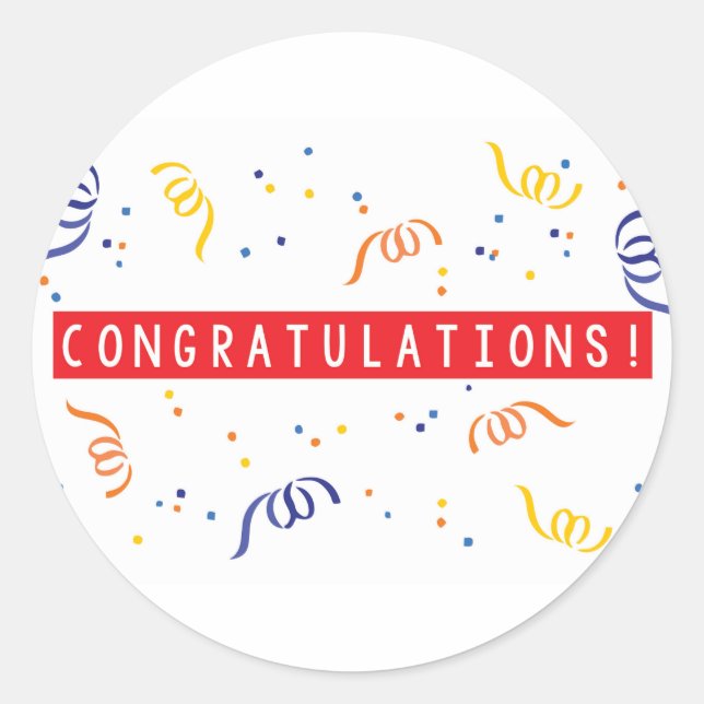 Congratulations Classic Round Sticker (Front)